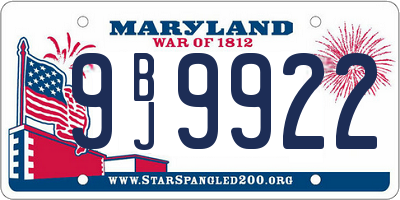 MD license plate 9BJ9922