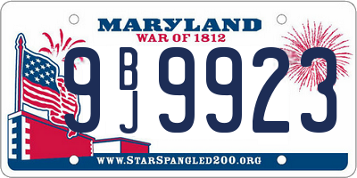 MD license plate 9BJ9923