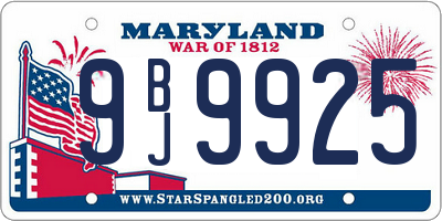MD license plate 9BJ9925