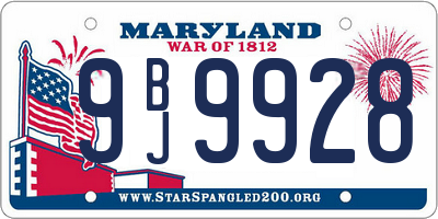 MD license plate 9BJ9928