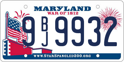MD license plate 9BJ9932