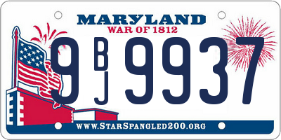 MD license plate 9BJ9937