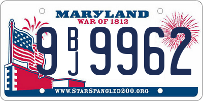 MD license plate 9BJ9962