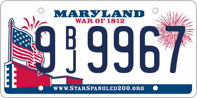 MD license plate 9BJ9967