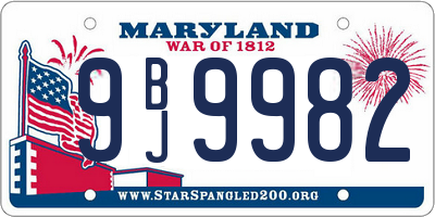 MD license plate 9BJ9982