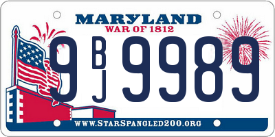 MD license plate 9BJ9989