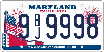 MD license plate 9BJ9998