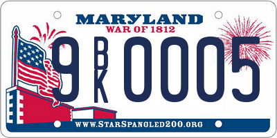 MD license plate 9BK0005