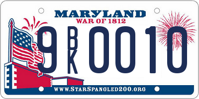 MD license plate 9BK0010