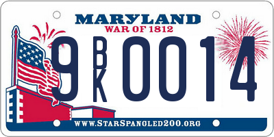 MD license plate 9BK0014