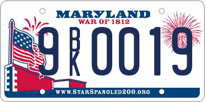 MD license plate 9BK0019