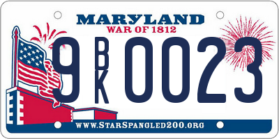 MD license plate 9BK0023