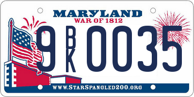 MD license plate 9BK0035