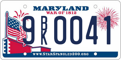 MD license plate 9BK0041