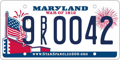 MD license plate 9BK0042