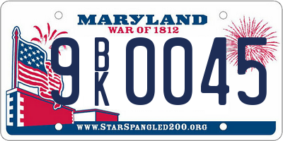 MD license plate 9BK0045