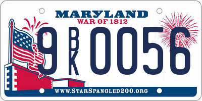 MD license plate 9BK0056