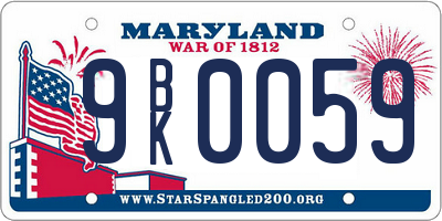 MD license plate 9BK0059
