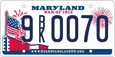 MD license plate 9BK0070