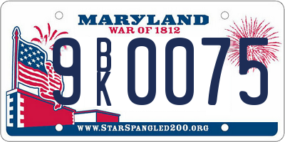 MD license plate 9BK0075