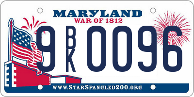 MD license plate 9BK0096