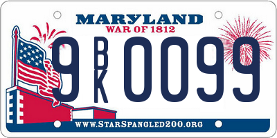 MD license plate 9BK0099