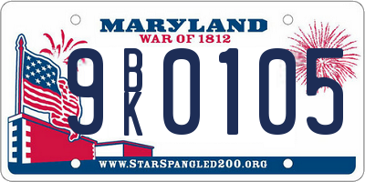 MD license plate 9BK0105