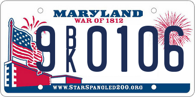 MD license plate 9BK0106