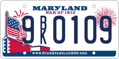 MD license plate 9BK0109