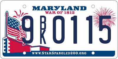 MD license plate 9BK0115