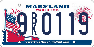 MD license plate 9BK0119