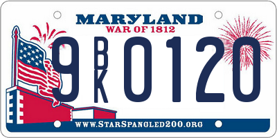 MD license plate 9BK0120