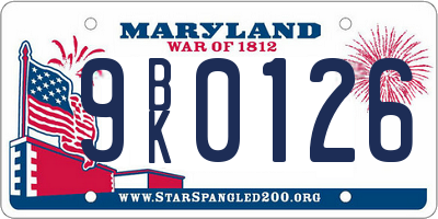 MD license plate 9BK0126
