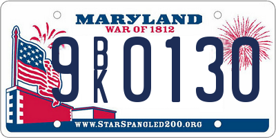 MD license plate 9BK0130