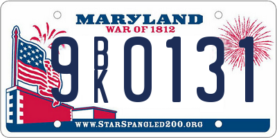MD license plate 9BK0131