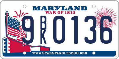 MD license plate 9BK0136