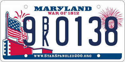 MD license plate 9BK0138