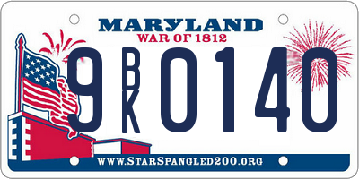 MD license plate 9BK0140