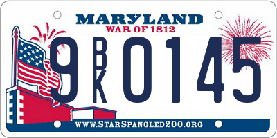 MD license plate 9BK0145