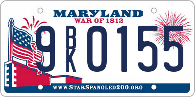 MD license plate 9BK0155