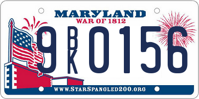 MD license plate 9BK0156