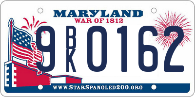 MD license plate 9BK0162