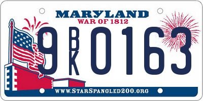 MD license plate 9BK0163