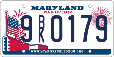 MD license plate 9BK0179