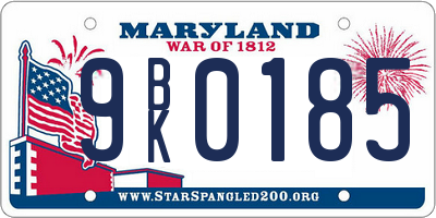 MD license plate 9BK0185