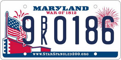 MD license plate 9BK0186