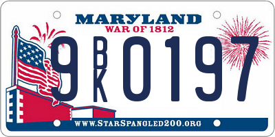 MD license plate 9BK0197