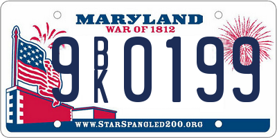 MD license plate 9BK0199