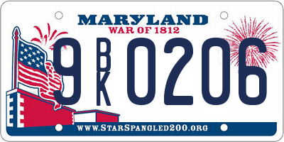 MD license plate 9BK0206