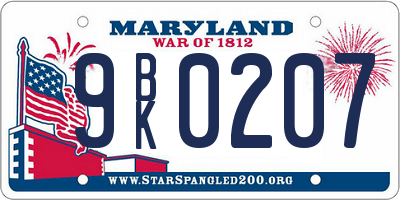 MD license plate 9BK0207